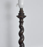 Vintage Oak Wood Barley Twist Table Lamp