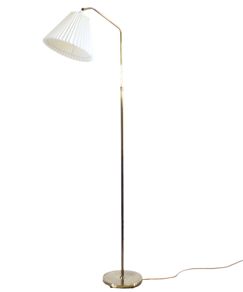 Scandinavian Brass Floor Lamp with a Pleated Shade – Studio Njord