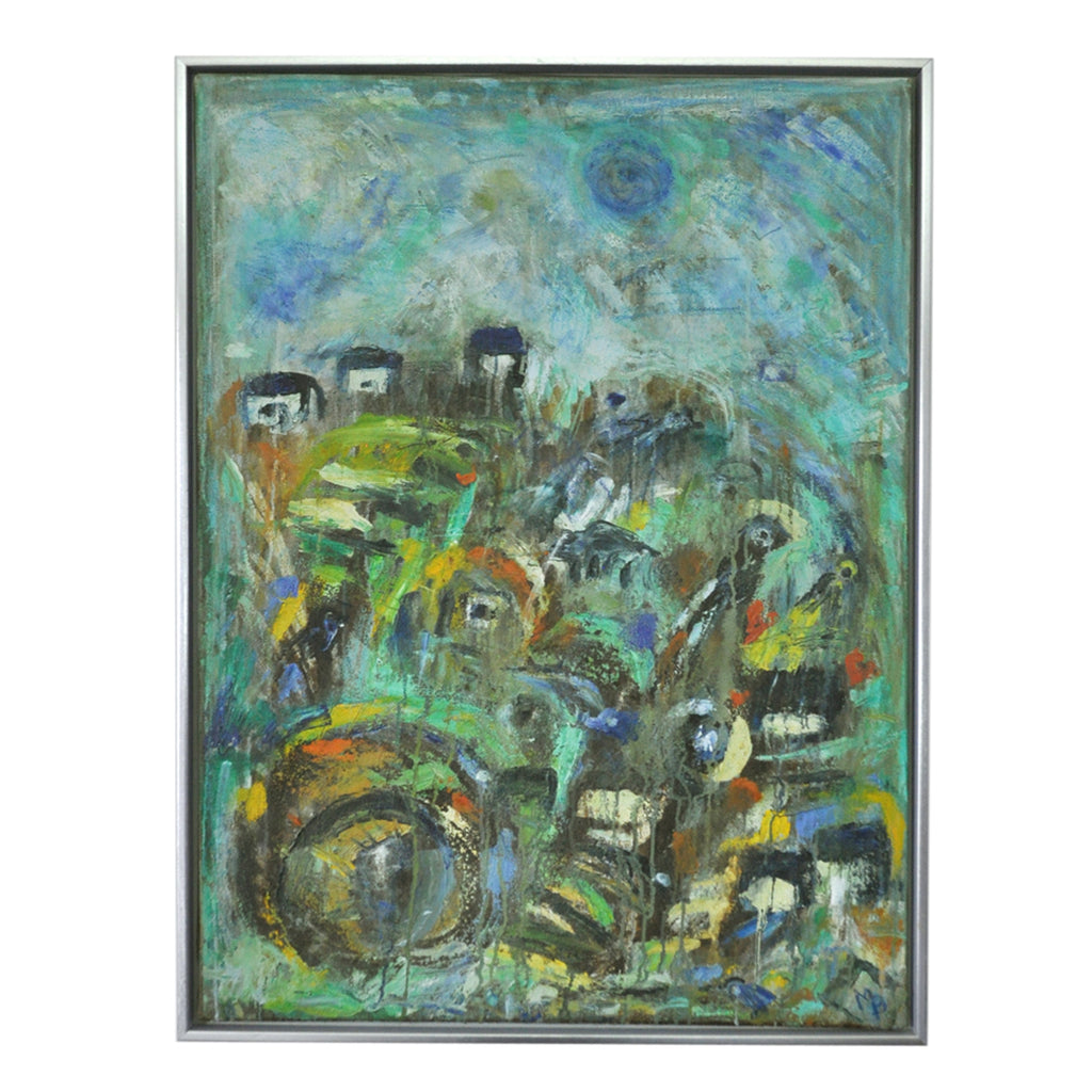 Contemporary Abstract Impressionism painting - The City at the Ocean I –  Studio Njord, image size:1024x1024