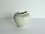 Elegant porcelain vase, light blue and gold on off-white, Denmark 1950s