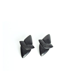 Monies Large sculptural black ear-clips made in ebony, Denmark