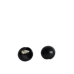 Monies spherical shape black ear-clips made in ebony, Denmark