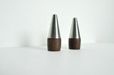 Danish Modern  Pair of Rosewood and Stainless Steel Salt and Pepper Shakers