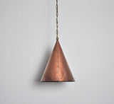 Handcrafted Danish cone shaped copper pendent lamp by Th. Valentiner.