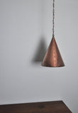 Handcrafted Danish cone shaped copper pendent lamp by Th. Valentiner.