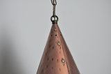 Handcrafted Danish cone shaped copper pendent lamp by Th. Valentiner.