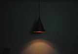 Handcrafted Danish cone shaped copper pendent lamp by Th. Valentiner.