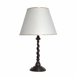 Vintage Oak Wood Barley Twist Table Lamp