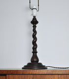 Vintage Oak Wood Barley Twist Table Lamp