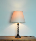 Vintage Oak Wood Barley Twist Table Lamp