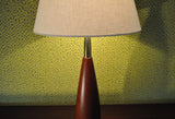 Danish turned teak table lamp