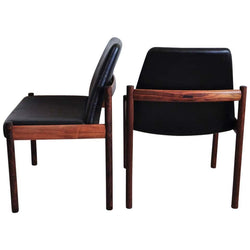 Rosewood & leather dining chair by Sven Ivar Dysthe for Dokka Møbler