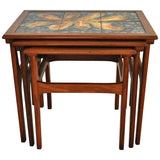 Danish teak nesting tables with ceramic tiles