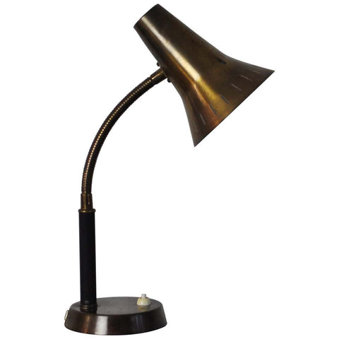 Swedish Patinated Brass Table Lamp, 1950s