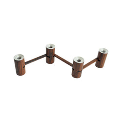 Danish Modern Folding Candleholder in Wood and Aluminium, 1960s
