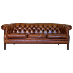 Vintage Whiskey Brown Chesterfield Leather Sofa