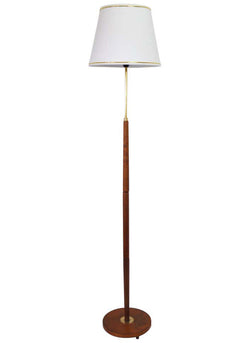 Mid-Century Modern Danish Teak Floor Lamp with Brass Details, 1960s