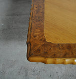 Swedish Art Deco rectangular golden elm end or side table with a detailed pedestal base