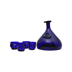 Cobalt Blue Viking Decanter and Cups, Ole Winther, Holmegaard Glasværk, 1962