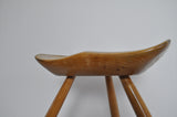Arne Hovmand-Olsen Solid Beech Stool, Denmark, 1950s