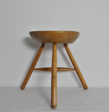 Arne Hovmand-Olsen Solid Beech Stool, Denmark, 1950s