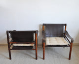 Arne Norell rosewood and leather lounge chairs model Sirocco