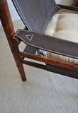 Arne Norell rosewood and leather lounge chairs model Sirocco