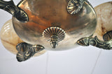 Danish Art Deco Brass and Opaline Glass Chandelier, 1930s