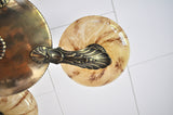 Danish Art Deco Brass and Opaline Glass Chandelier, 1930s