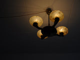 Danish Art Deco Brass and Opaline Glass Chandelier, 1930s
