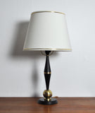 Art Deco Brass and Black Painted Wood Table Lamp, 1930s