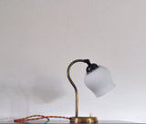 Brass and Opaline Glass Art Deco Table Lamp, Scandinavia, 1930s