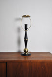 Art Deco Brass and Black Painted Wood Table Lamp, 1930s