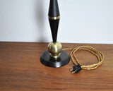 Art Deco Brass and Black Painted Wood Table Lamp, 1930s