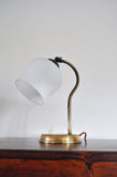 Brass and Opaline Glass Art Deco Table Lamp, Scandinavia, 1930s