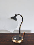 Brass and Opaline Glass Art Deco Table Lamp, Scandinavia, 1930s