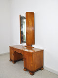 Danish Art Deco Vanity Desk with Tri-Folding Mirrors, 1930s