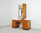 Danish Art Deco Vanity Desk with Tri-Folding Mirrors, 1930s