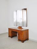 Danish Art Deco Vanity Desk with Tri-Folding Mirrors, 1930s