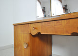 Danish Art Deco Vanity Desk with Tri-Folding Mirrors, 1930s