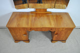 Danish Art Deco Vanity Desk with Tri-Folding Mirrors, 1930s