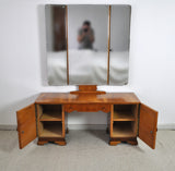 Danish Art Deco Vanity Desk with Tri-Folding Mirrors, 1930s