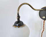 Scandinavia Brass and Opaline Glass Art Deco Wall Lamp, 1930s