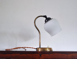 Brass and opaline glass Art Deco table lamp, Scandinavia 1930s