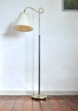 Art deco floor lamp in brass and browned brass with original shade