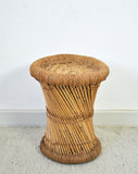 Bamboo and Rattan Stool or Side Table, 20th Century