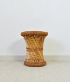 Bamboo and Rattan Stool or Side Table, 20th Century