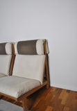 Pair of Danish Lounge Chairs in Pitch Pine by Bernt Petersen