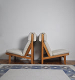 Pair of Danish Lounge Chairs in Pitch Pine by Bernt Petersen