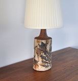 Unique Bodil Marie Nielsen Danish Modern Table Lamp with Leaves Print, 1960s